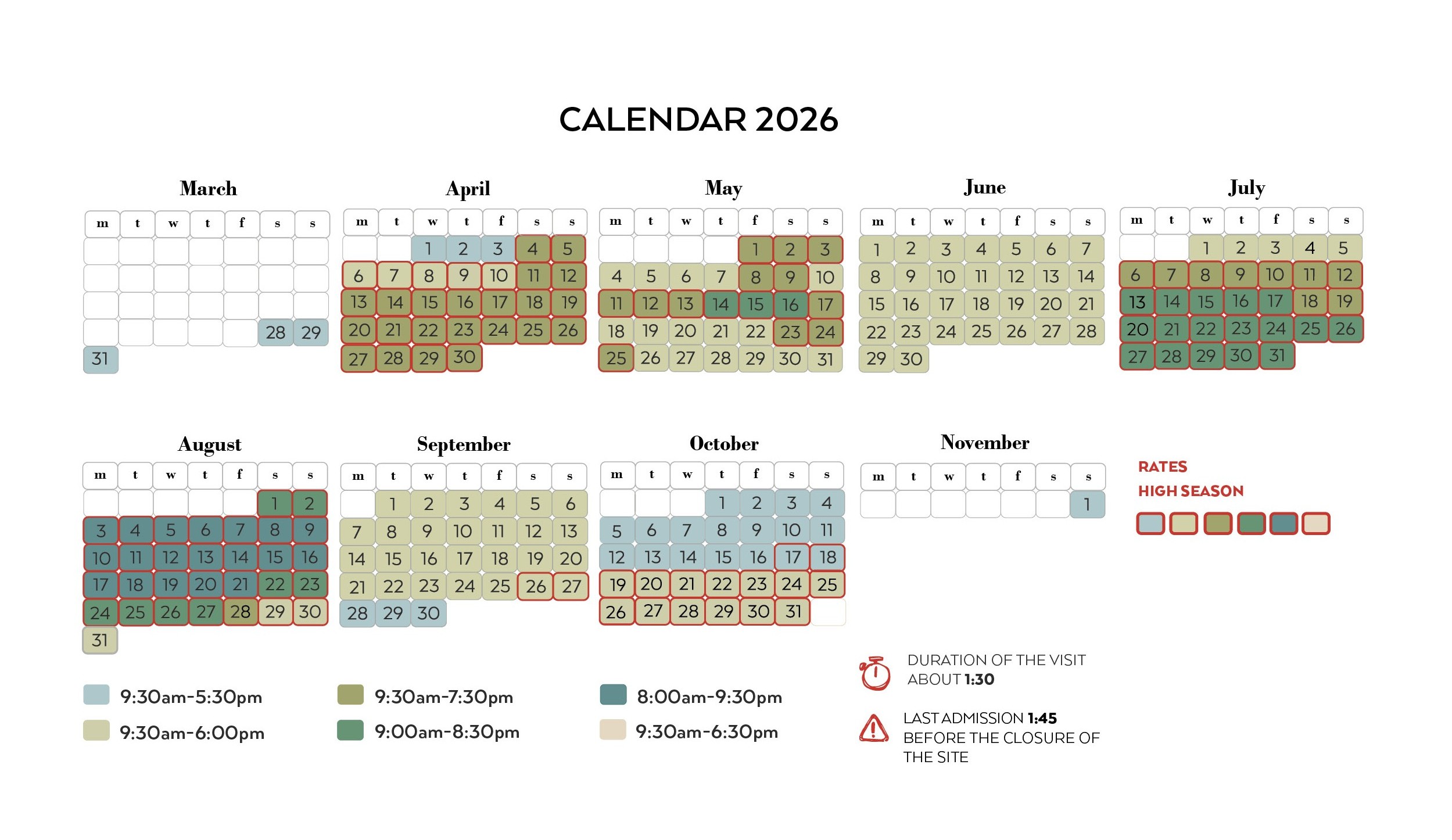 Opening Dates and Times